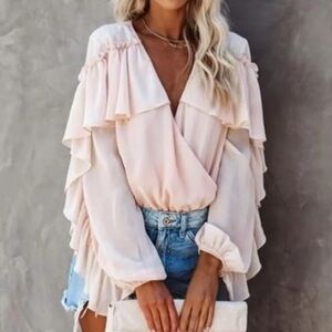 NWT Skylar Rose Pink Ruffled Bodysuit